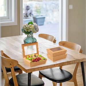 Contenedores de comida para llevar con ventana, caja de comida para llevar de papel kraft de 40 oz, cajas desechables de cartón para preparar comidas para el almuerzo, color marrón - Product Image 6