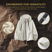 Veste longue unisexe 3-en-1 imperméable, coupe-vent, respirante, à capuche zippée, en softshell, fonctionnelle pour l'extérieur, designs tendance