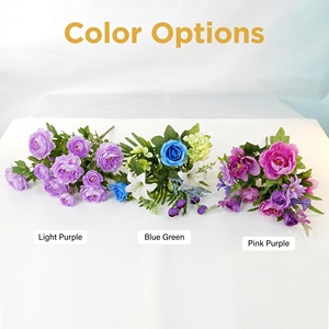 Bouquet de pivoines et de ranunculus artificiels en gros, <span class=keywords><strong>fleurs</strong></span> en soie au toucher réel avec verdure pour la décoration de mariage et de la maison - Product Image 6