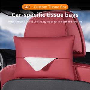 Popular Caja de pañuelos de cuero Nappa para coche, soporte universal para visera, reposabrazos o respaldo del asiento, organizador de servilletas para coche - Product Image 2