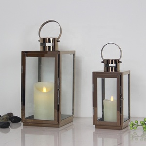 Garden Modern Style Set de 2 candelabros de oro rosa Linterna de metal para <span class=keywords><strong>la</strong></span> decoración de <span class=keywords><strong>la</strong></span> boda - Product Image 1