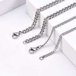 Trendy Men's <b>Titanium</b> Steel Necklace 3.0MM 5.0MM Double Sided <b>Chain</b> Hip Hop Clavicle Accessory CE577 - Product Image 3