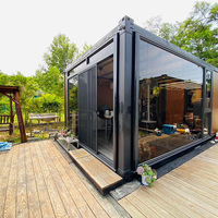 Ensemble de chambre individuelle moderne en verre de luxe, maison préfabriquée modulaire en conteneur, hôtel 20 pieds 40 pieds, installation facile, construction rapide, isolation thermique