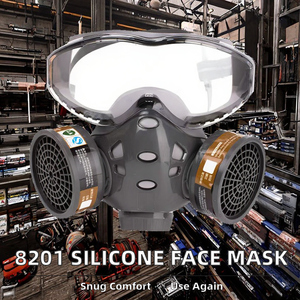 <span class=keywords><strong>Masque</strong></span> <span class=keywords><strong>respiratoire</strong></span> demi-visage en silicone réutilisable à 2 couches avec valve d'expiration pour la sécurité des <span class=keywords><strong>travaux</strong></span> de pulvérisation de peinture industrielle - Product Image 2