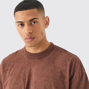 T-shirt graphique délavé à l'acide pour homme, imprimé croisé au dos, en coton épais, style streetwear, personnalisable OEM, vente en gros - Product Image 4