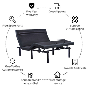 Cadre de lit réglable pour lit king size et queen size, draps et taies d'oreiller inclus, cadre de lit électrique réglable avec fonction massage - Product Image 1