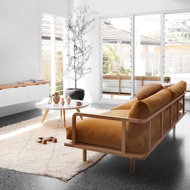 Set furnitur rumah desain Modern nyaman, Sofa ruang tamu, 3 bagian kain kayu