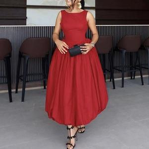 เดรสแฟชั่นฤดูร้อนสำหรับผู้หญิง ทรงพลีท คอวี แขนกุด เปิดหลัง สไตล์ลำลองสุดฮอต - Product Image 3