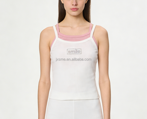 Estate aderente 100 cotone Plain Top all'ingrosso bianco <span class=keywords><strong>a</strong></span> coste canotta da corsa per le donne - Product Image 2