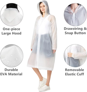 أزياء ملابس واقية من المطر بدلة سفر مقاومة للماء خفيفة الوزن بالجملة طباعة مخصصة للاستعمال مرة واحدة شعار مخصص معطف واق من المطر قابل للطي - Product Image 5