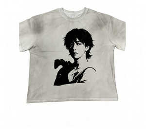 T-shirt d'été pour homme à manches courtes, imprimé portrait noir et blanc, grande taille - Product Image 1