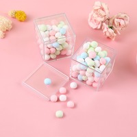 Boîte carrée en plastique transparent PS de 4,5 cm avec couvercles supérieur et inférieur, emballage alimentaire recyclable pour gâteaux et bonbons, logo personnalisé
