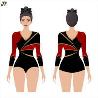 Justaucorps de gymnastique à manches longues avec strass, tenue élégante de gymnastique rythmique pour filles et enfants, entraînement et performance