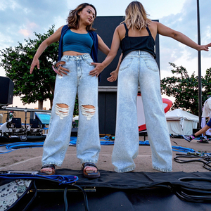 <span class=keywords><strong>2025</strong></span> New Ripped Rửa Sạch Jeans Cho Phụ Nữ Lỏng Lẻo Thẳng Rộng Chân Denim Quần Cao Đơn Giản Lỗ Mùa Đông Mùa Hè Eo Mùa Xuân - Product Image 3