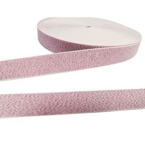 High Density Durable Webbing for Lunch Box Bandage Heavy Duty Elastic Band Pink Glitter Lurex Gold - Product Image 1