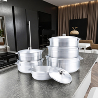Ensemble de casseroles en aluminium de conception moderne Ustensiles de cuisine plats pour soupe domestique avec fond en spirale Source transfrontalière d'Afrique