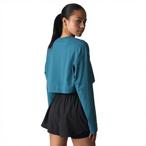 Camiseta de Manga Larga para Mujer, Directo de Fábrica, Mezcla de Algodón, Jersey Relajado, Informal, con Logotipo Personalizado, Marca Privada, Fabricante OEM - Product Image 3