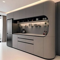 Meuble de cuisine minimaliste pour la maison, en panneaux de particules de contreplaqué de haute qualité, facile à installer, prêt à assembler, avec porte Shaker surélevée et garde-manger