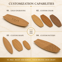Plateau de service multifonctionnel en bois de frêne de Manchourie, forme bateau, style moderne minimaliste, avec base ondulée stable, pour le thé et le rangement