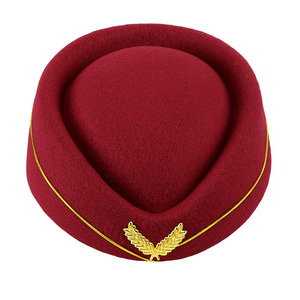 Bleu feutre compagnie aérienne hôtesse de l'air béret chapeau fête Cosplay casquette française pour femmes <span class=keywords><strong>hôtesses</strong></span> - Product Image 4