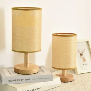 Boyid Log lampe simple lampe <span class=keywords><strong>de</strong></span> lit en tissu décoratif nordique en <span class=keywords><strong>bois</strong></span> massif atmosphère rétro petite veilleuse - Product Image 2