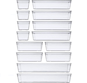 High Quality 14 Pack Clear Acrylic Drawer Organizer Storage Containers Open for Makeup Kitchen Utensils Jewelries