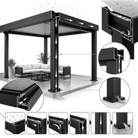 Pergola motorisée moderne en aluminium économique avec lames orientables, protection UV UPF 50+, imperméable, pour terrasse extérieure, jardin et villa