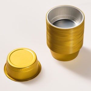 Small Aluminum Foil Disposable Cake Pans PP Lids Microwavable Food Grade 450mL Capacity for Cupcake <strong>Brownie</strong> Muffin <strong>Tins</strong> - Product Image 4