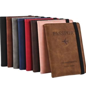 Porte-passeport portable en cuir PU avec blocage RFID, étui pour cartes, protège-cartes, portefeuille de voyage, Porta Pasaporte, élastique - Product Image 1