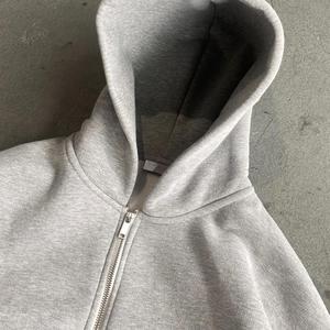 Felpa <span class=keywords><strong>Streetwear</strong></span> Pesante con Cappuccio e Zip 100% Cotone Felpato Senza Marchio Vintage a Doppio Strato Personalizzata per Brand Effetto Invecchiato da Uomo - Product Image 4