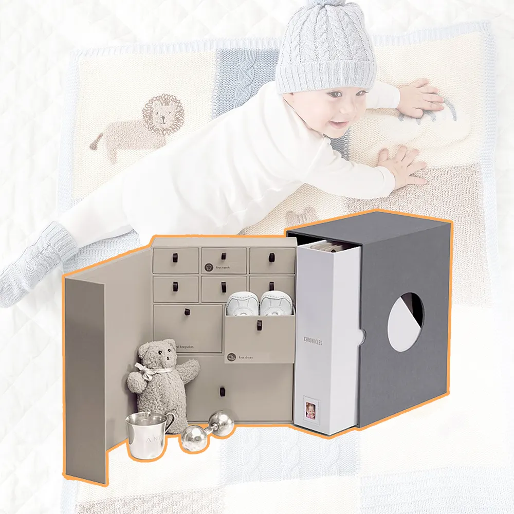 Custom Handmade High Quality Rigid Cardboard Small Drawers Advent Calendar Paper Packaging Baby Memory Keepsake Gift Box