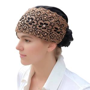 Multicolor African-style lace breathable eco-friendly headscarf <b>hat</b>, fashionable floral Muslim cap for women, universal - Product Image 1