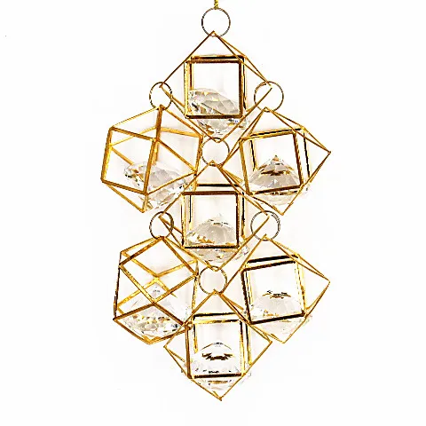 Good Style Personalized Shape Hanging Wire Glass Diamond Christmas Tree Ornaments Home Decoration Hanging Wire Decorations