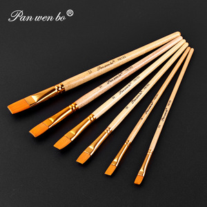 Juego de pinceles de arte profesional Panwenbo, 6 uds., pinceles de pintura personalizados acrílicos de pelo de nailon con mango de madera de pico plano - Product Image 6