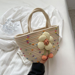 Factory Custom Logo Cotton Rope Woven <b>Bag</b> 2026 Summer Ladies Casual Handbag <b>Large</b> Capacity <b>Beach</b> Tote <b>Bag</b> - Product Image 1