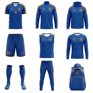 Ensemble de tenue de football personnalisée bleu et orange, respirante, à séchage rapide, uniforme complet d'équipe, OEM ODM - Product Image 1