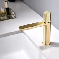 Robinet de lavabo de salle de bain contemporain à trou unique en laiton poli de haute qualité avec cartouche en céramique