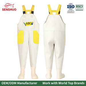 Waders éducatifs Senshuo <span class=keywords><strong>Beige</strong></span> Ivoire ABC Alphabet pour jeunes avec poches latérales, idéaux pour les cours de nature et comme équipement de pluie pour l'apprentissage - Product Image 1