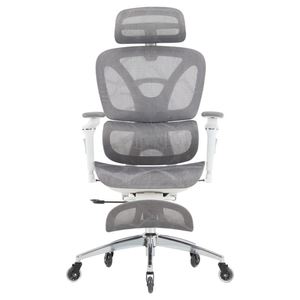 Chaise de bureau grise haut de gamme avec appui-tête et dossier réglables, design moderne, chaise en maille avec base en métal, vente en gros - Product Image 2
