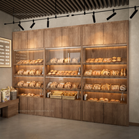 Conception d'intérieur de boulangerie sur mesure, présentoir à pain en bois, vitrine à gâteaux en verre, étagère LED, projet clé en main pour pâtisserie