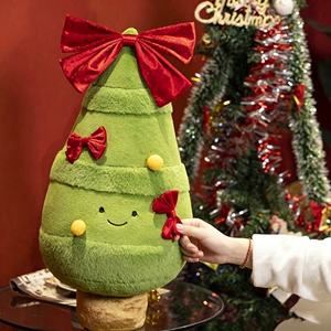 Factory Wholesale Cartoon Red Bow Christmas Tree Cushion Fluffy Plush <b>Toys</b> Stuffed Animal <b>Toys</b> <b>Vending</b> <b>Machine</b> Plush for Kids - Product Image 1