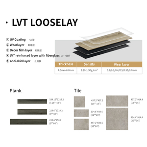 Pavimentazione LVT per <span class=keywords><strong>Interni</strong></span> Rivestimenti per <span class=keywords><strong>Pavimenti</strong></span> in Vinile Dry Back Loose Lay Adesivo Click Lock Autoadesivo - Product Image 2