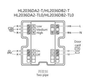Termostato FCU Programable de 2 Tubos HL2036DA2-T - Aire Acondicionado con Botón Táctil de Encendido/Apagado y Ventilador de 3 Velocidades HL2036DA2-T FCU Programable T - Product Image 3
