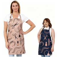 Tablier de travail imperméable en polyester personnalisé pour coiffeur et esthéticienne, avec poches pour outils, design sur mesure