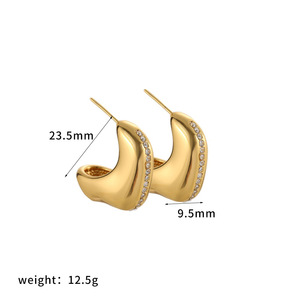 Pendientes de luna creciente con incrustaciones de cristal chapados en oro, joyería de moda para mujer para fiestas - Product Image 5