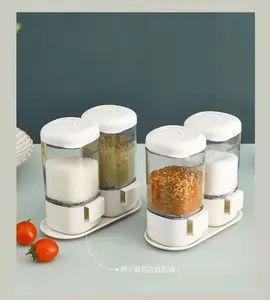 F2-600 Kitchen Press type metering seasoning bottle rotatable sealing ,Large glass seasoning bottle jar container organizer