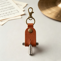 Porte-clés en cuir véritable pour clé de batterie, avec mousqueton, accessoire portable pour batteurs