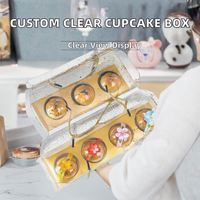 Boîte d'emballage pour cupcakes transparente jetable personnalisée avec vernissage, boîte cadeau en plastique pliable PET pour boulangerie