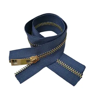 Factory wholesale #5 O/E gold metal zipper with slider