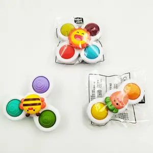 Factory Outlets 3PCS Silicone Animal Sucker Spinner Toy Baby Bath Spinner Fingertip Fidget Suction Cup Spinner Toy